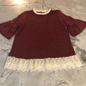 Monteau Girl Knit & Lace Top